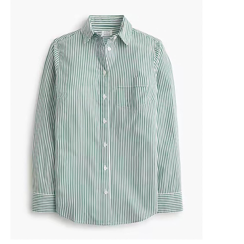 NWT Jcrew cotton-blend shirt | Striped Green White | XXS